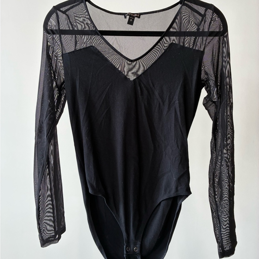 Express Black Asymmetrical Cut Out Bodysuit
